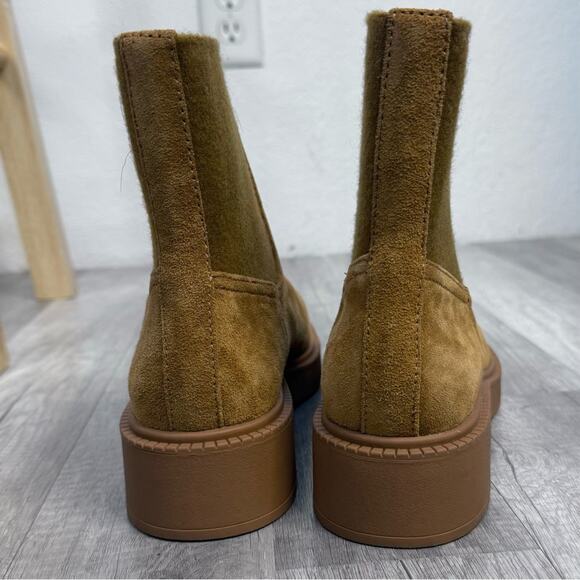 Vince Kegan Brown Suede Leather Chelsea Ankle Boots Water Resistant Womens Sz 9 - Picture 6 of 8